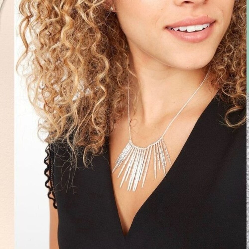Stella & Dot Kari Fringe Necklace Silver Tone NWT - Picture 7 of 10